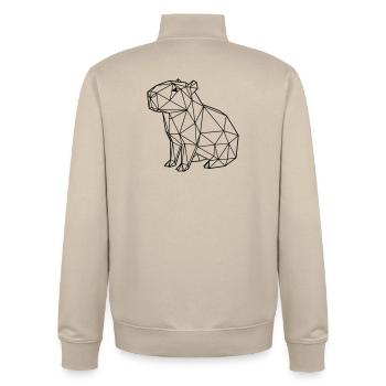 Capybara Geometric Origami Modern Animal Black - Unisex Organic Zip Sweatshirt by Stanley/Stella - desert dust - Back - AI Model Male 185 dark (185cm)