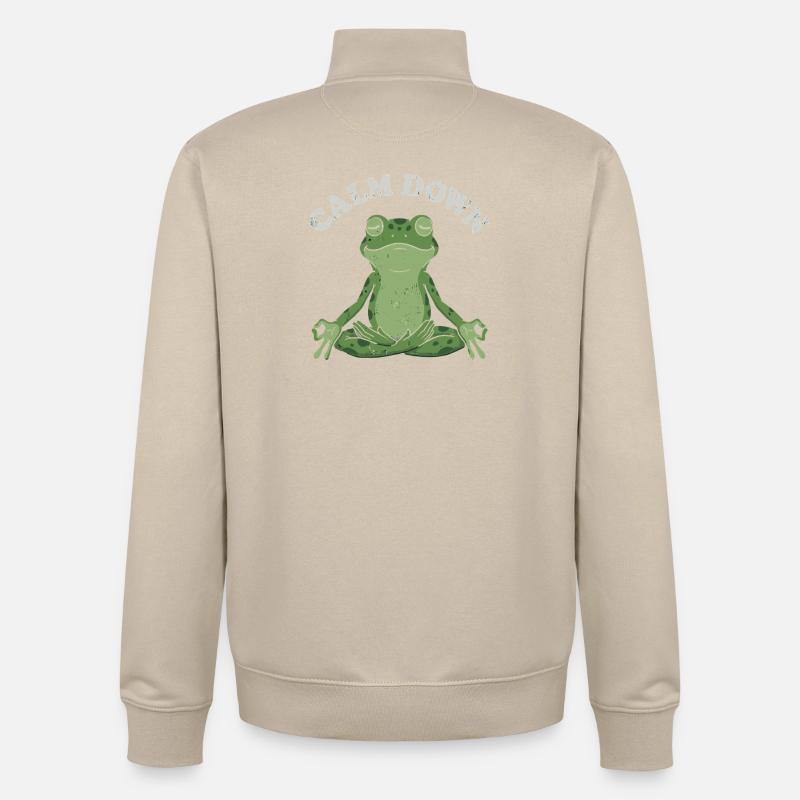 Pose de méditation du Petit Crapaud - Sweat zippé unisexe en coton bio Stanley/Stella - beige crème