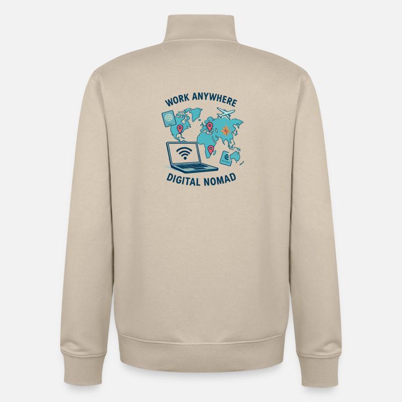 Telearbeit – Telearbeit – Voll-Fernarbeit - Unisex Organic Zip Sweatshirt von Stanley/Stella - Cremebeige