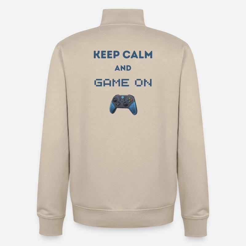 Reste calme et continue le jeu - Sweat zippé unisexe en coton bio Stanley/Stella - beige crème