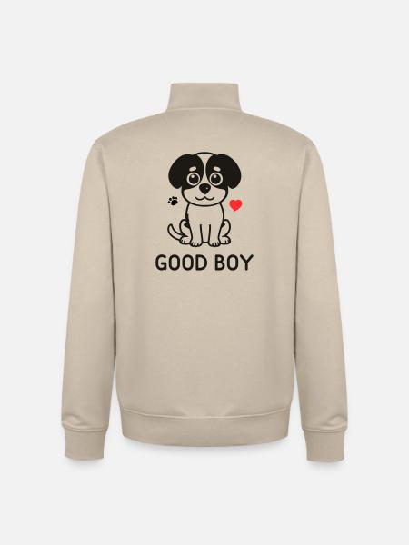 Good Boy – Cute Dog Motif - Unisex Organic Zip Sweatshirt by Stanley/Stella - desert dust