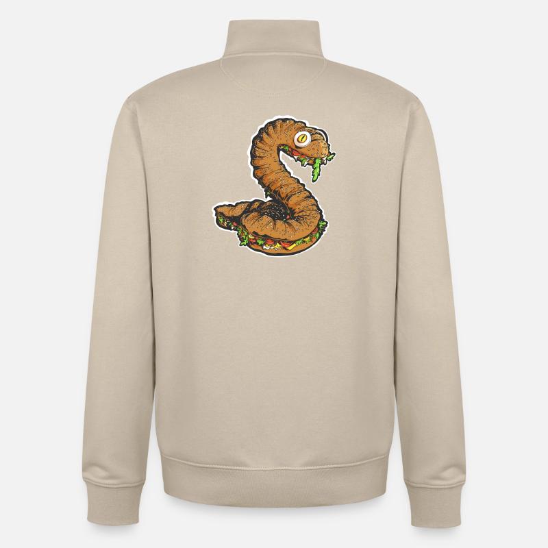 Le Snacking Snake - Sweat zippé unisexe en coton bio Stanley/Stella - beige crème