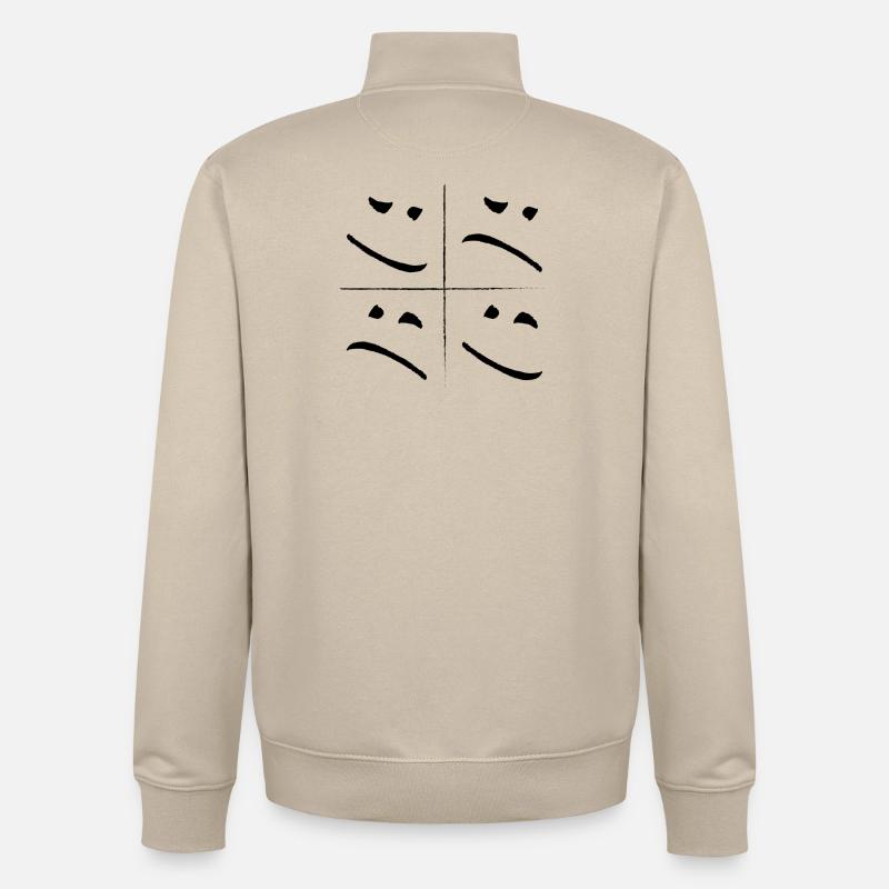 split face sad good - Unisex Organic Zip Sweatshirt von Stanley/Stella - Cremebeige