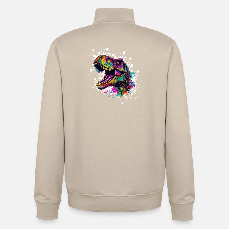 Bunter Dino-Splatter - Unisex Organic Zip Sweatshirt von Stanley/Stella - Cremebeige