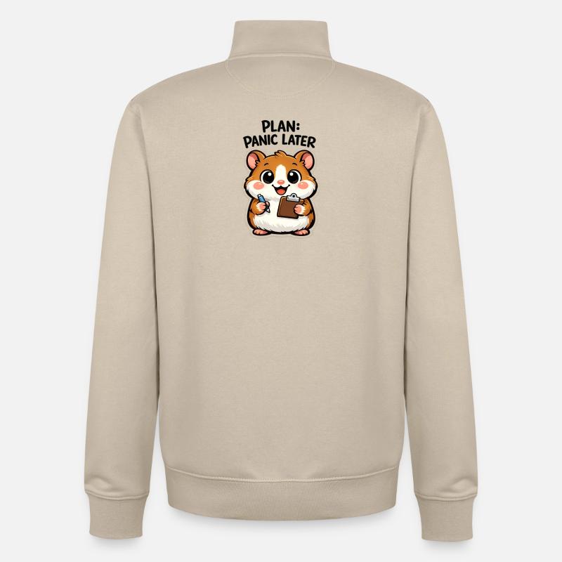Plan: Panik Später Hamster - Unisex Organic Zip Sweatshirt von Stanley/Stella - Cremebeige