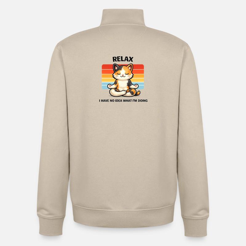 Relax Katze Meditative Chill - Unisex Organic Zip Sweatshirt von Stanley/Stella - Cremebeige