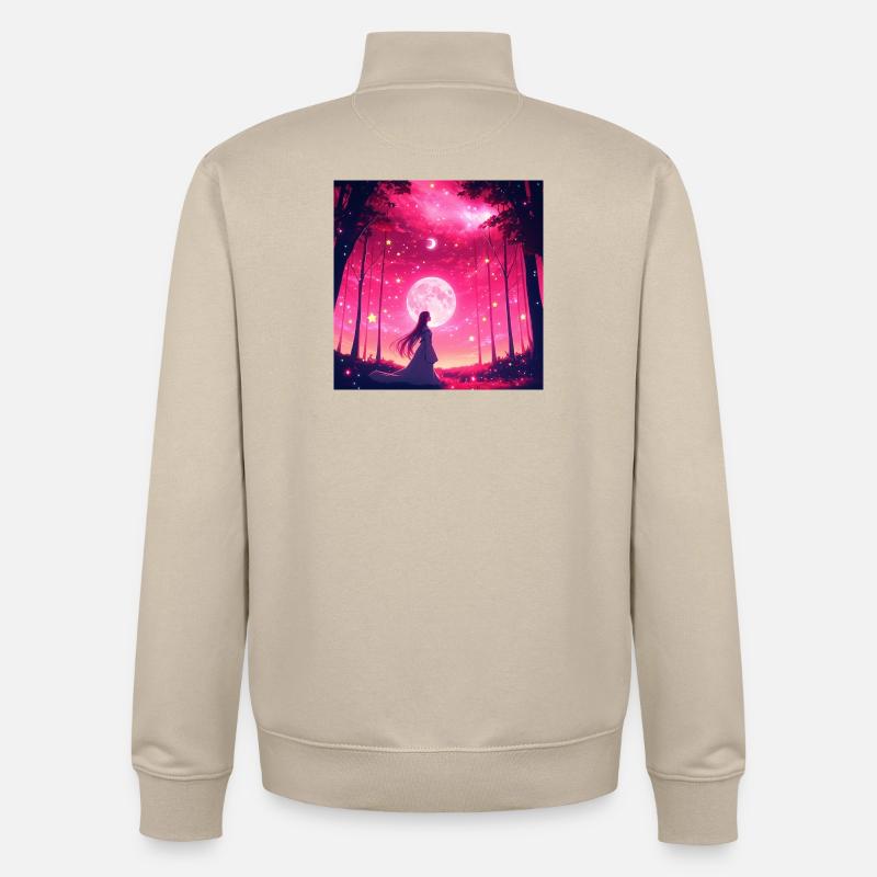 Forêt de rêves au clair de lune - Sweat zippé unisexe en coton bio Stanley/Stella - beige crème