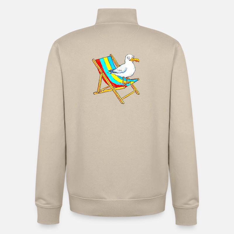 Seemöwe auf buntem Strandstuhl - Unisex Organic Zip Sweatshirt von Stanley/Stella - Cremebeige