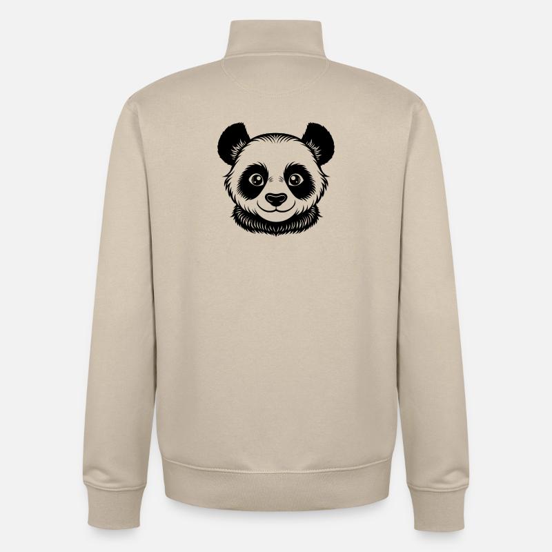 Visage de bébé panda - Sweat zippé unisexe en coton bio Stanley/Stella - beige crème