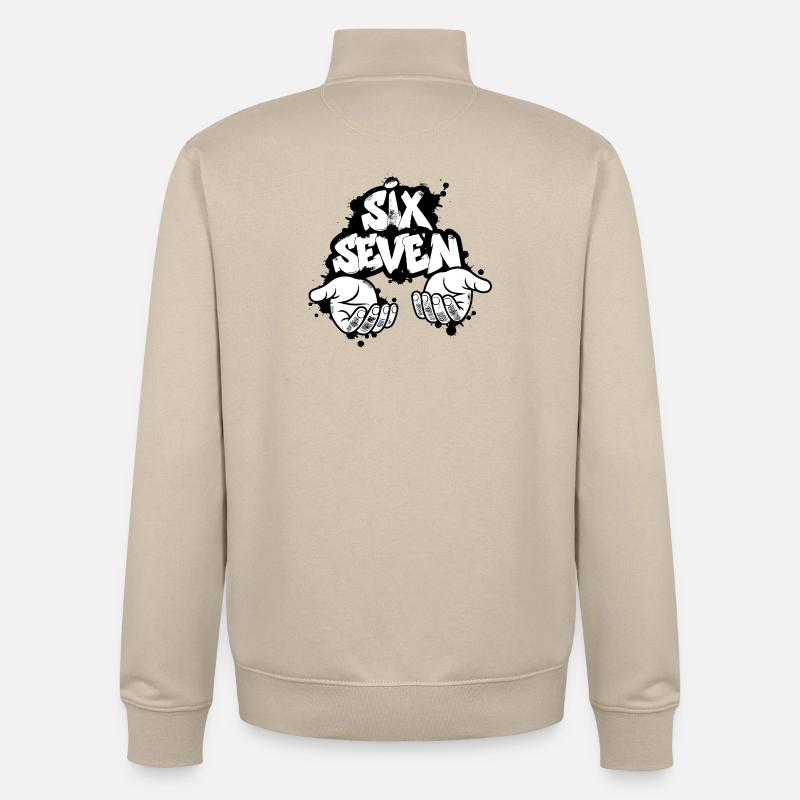 Six Seven Graffiti - Sweat zippé unisexe en coton bio Stanley/Stella - beige crème