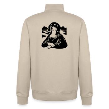 Portrait de Lisa teckel - Sweat zippé unisexe en coton bio Stanley/Stella - beige crème - Dos - AI Model Male 185 dark (185cm)