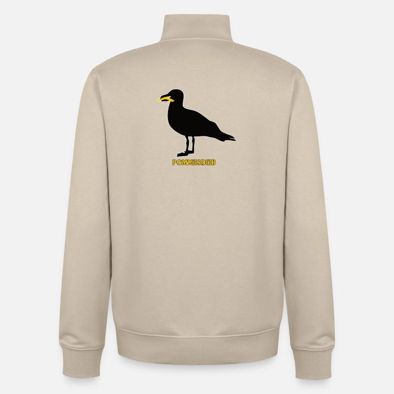 Frites Voleuse de mouette - Noire - Sweat zippé unisexe en coton bio Stanley/Stella - beige crème