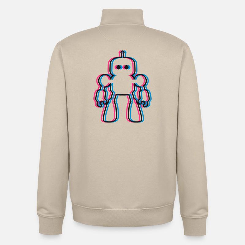 Roboter 3D Effekt KI Sci-Fi  - Unisex Organic Zip Sweatshirt von Stanley/Stella - Cremebeige