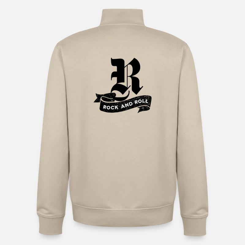 Rock and Roll Tilted Text - Unisex Organic Zip Sweatshirt by Stanley/Stella - desert dust