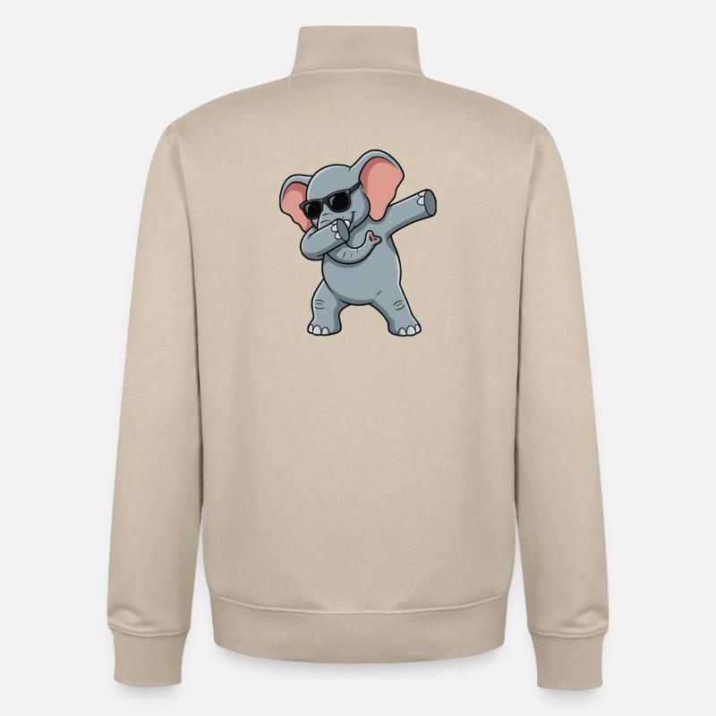 Éléphant drôle dans le style dab - Sweat zippé unisexe en coton bio Stanley/Stella - beige crème