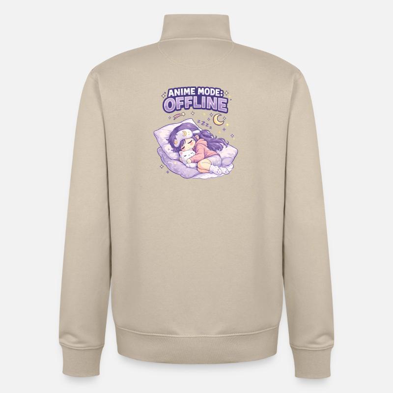 Anime Mode Offline: Schlafendes Mädchen & Katze - Unisex Organic Zip Sweatshirt von Stanley/Stella - Cremebeige
