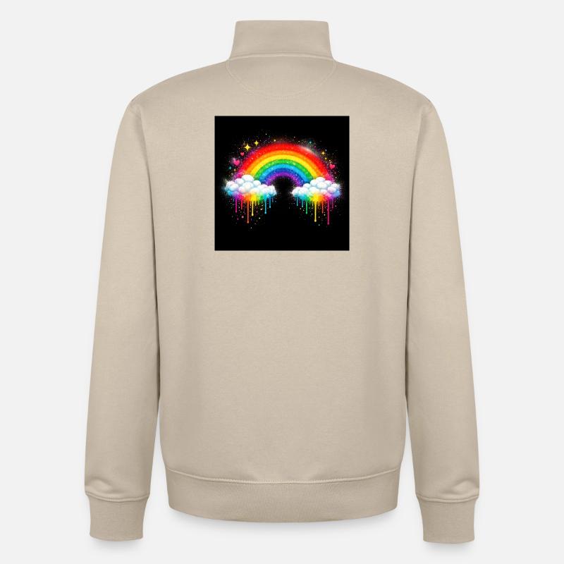 Rainbow Cloud Graffiti Drop - Unisex Organic Zip Sweatshirt by Stanley/Stella - desert dust