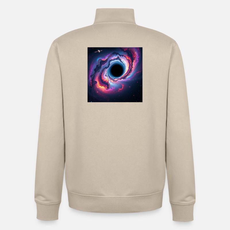 Trou noir dans la galaxie néon - Sweat zippé unisexe en coton bio Stanley/Stella - beige crème