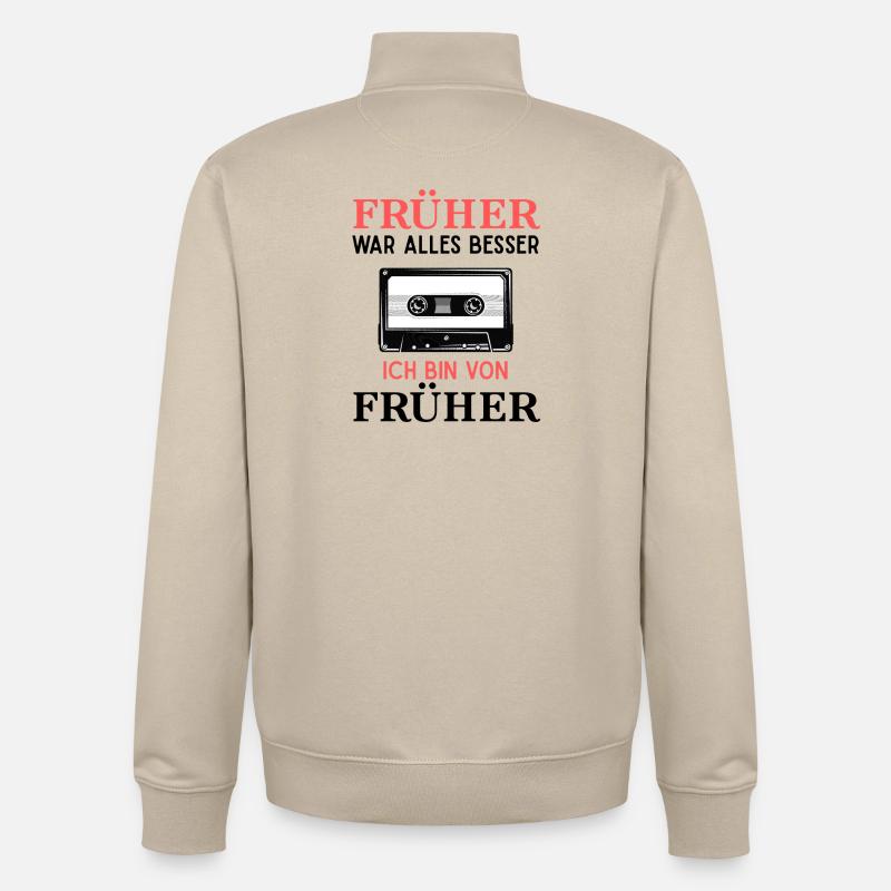 Früher War Alles Besser Kassette Nostalgie - Unisex Organic Zip Sweatshirt von Stanley/Stella - Cremebeige