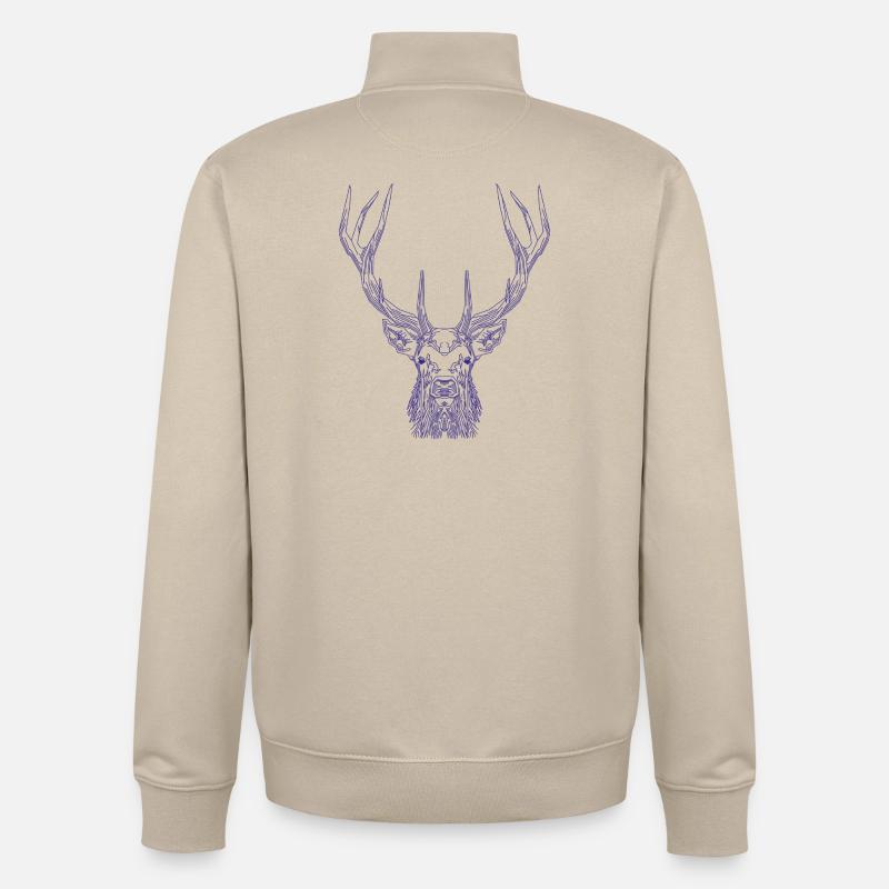 Tech Deer – Geometrischer Hirsch in Blau - Unisex Organic Zip Sweatshirt von Stanley/Stella - Cremebeige