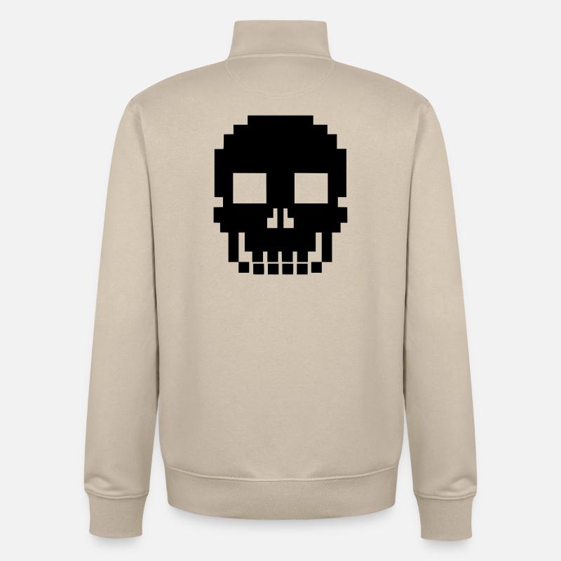 Pixel Totenkopf Skull Retro Game Over - Unisex Organic Zip Sweatshirt by Stanley/Stella - desert dust