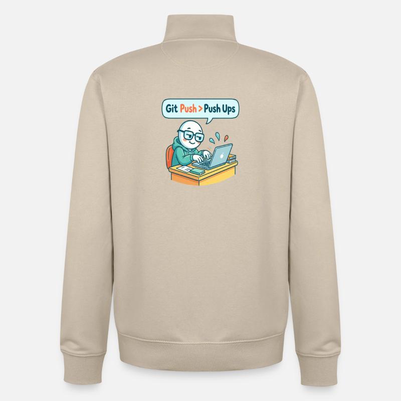 Git Push > Push Ups - Unisex Organic Zip Sweatshirt von Stanley/Stella - Cremebeige