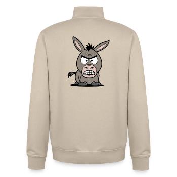 Dessin animé de l’âne en colère - Sweat zippé unisexe en coton bio Stanley/Stella - beige crème - Dos - AI Model Male 185 dark (185cm)