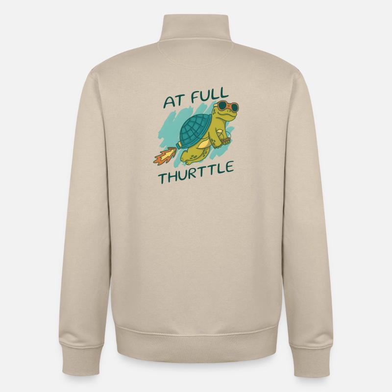 At Full Thurttle – Funny Rocket Turtle - Unisex Organic Zip Sweatshirt by Stanley/Stella - desert dust
