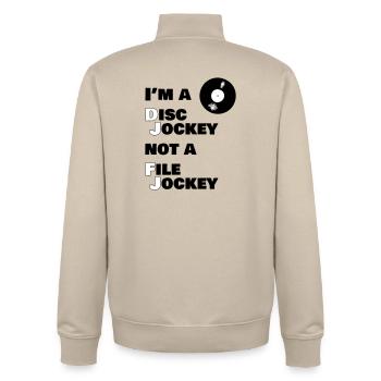 I'm a Disk Jokey, not a File Jockey - Unisex Organic Zip Sweatshirt by Stanley/Stella - desert dust - Back - AI Model Male 185 dark (185cm)