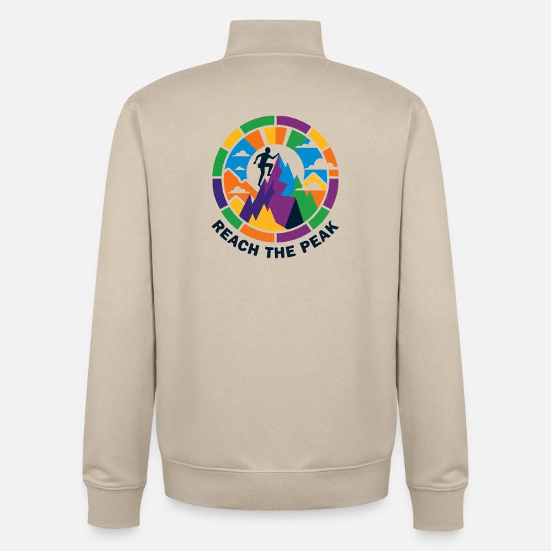 buntes Gipfelsturm Bergsteiger Kletterer Gipfel - Unisex Organic Zip Sweatshirt von Stanley/Stella - Cremebeige