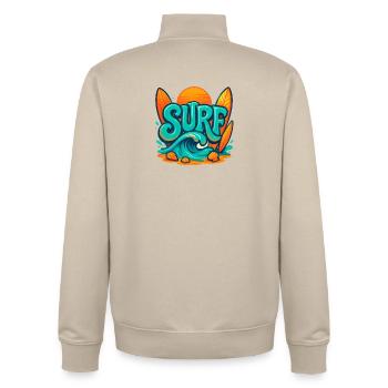 Art des mots Sunset Surf - Sweat zippé unisexe en coton bio Stanley/Stella - beige crème - Dos - AI Model Male 185 dark (185cm)