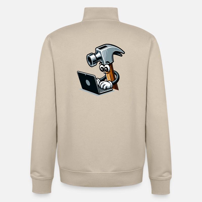 HammerCode: Werkzeug trifft Bits - Unisex Organic Zip Sweatshirt von Stanley/Stella - Cremebeige