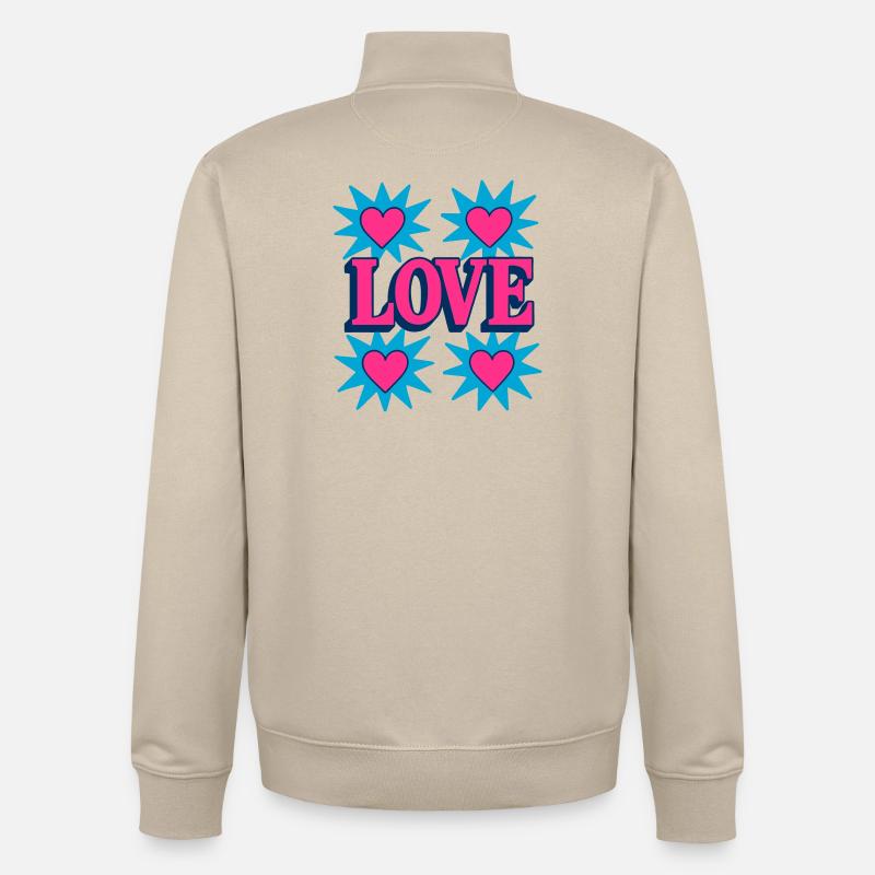 Amour - Cœur - Saint Valentin - Mariage - Sweat zippé unisexe en coton bio Stanley/Stella - beige crème