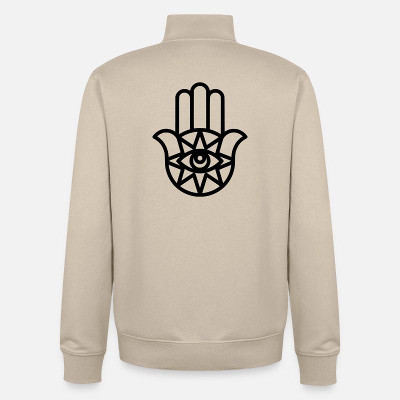 Silhouette de Fatima de la Main Hamsa - Sweat zippé unisexe en coton bio Stanley/Stella - beige crème