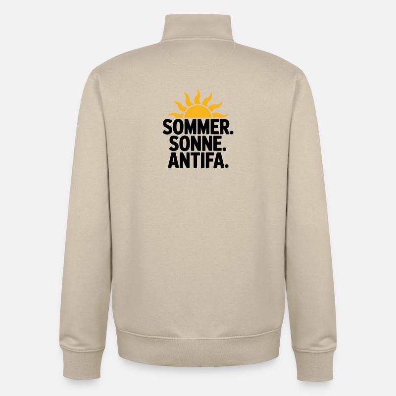 Sommer Sonne Antifa - T-shirt antifasciste - Sweat zippé unisexe en coton bio Stanley/Stella - beige crème