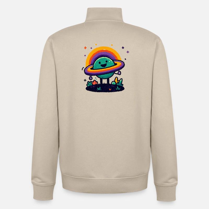 Bunter Planet mit Ring - Unisex Organic Zip Sweatshirt von Stanley/Stella - Cremebeige