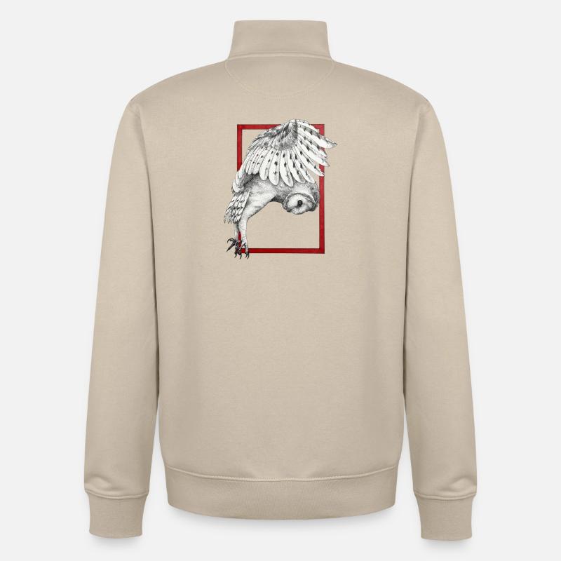 Eule mit Rahmen - Unisex Organic Zip Sweatshirt von Stanley/Stella - Cremebeige