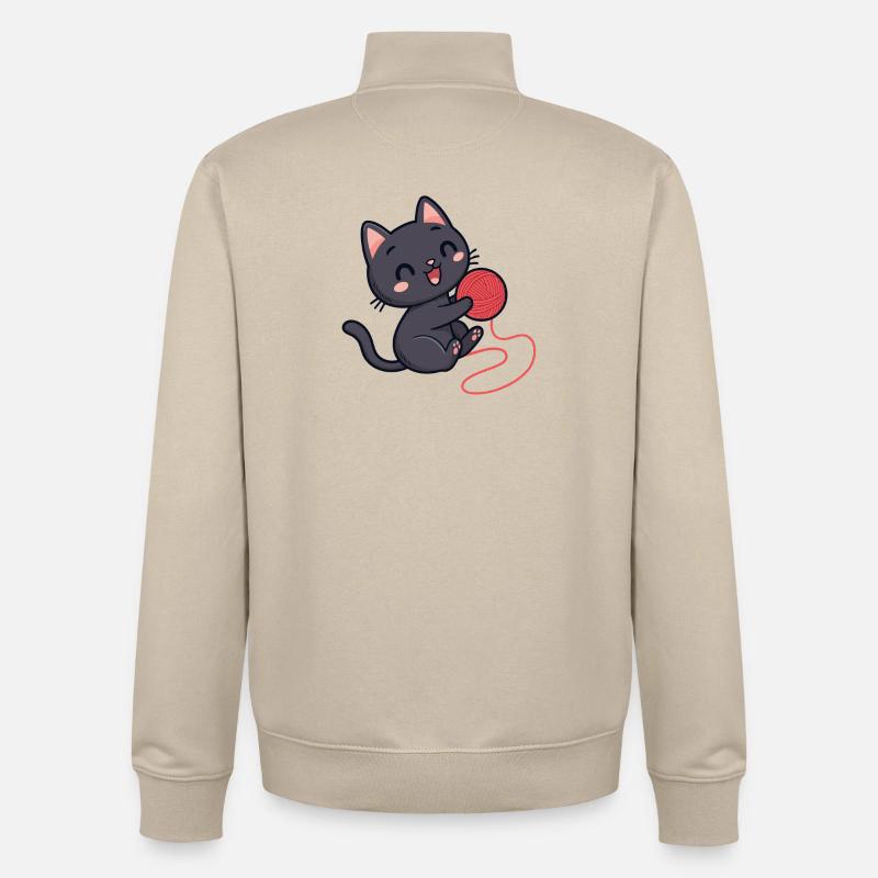 Red wool kitten soft pattern - Unisex Organic Zip Sweatshirt by Stanley/Stella - desert dust