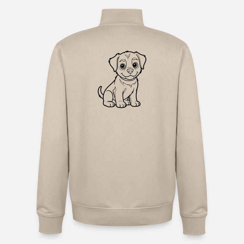 Illustration de plan de petit chiot - Sweat zippé unisexe en coton bio Stanley/Stella - beige crème
