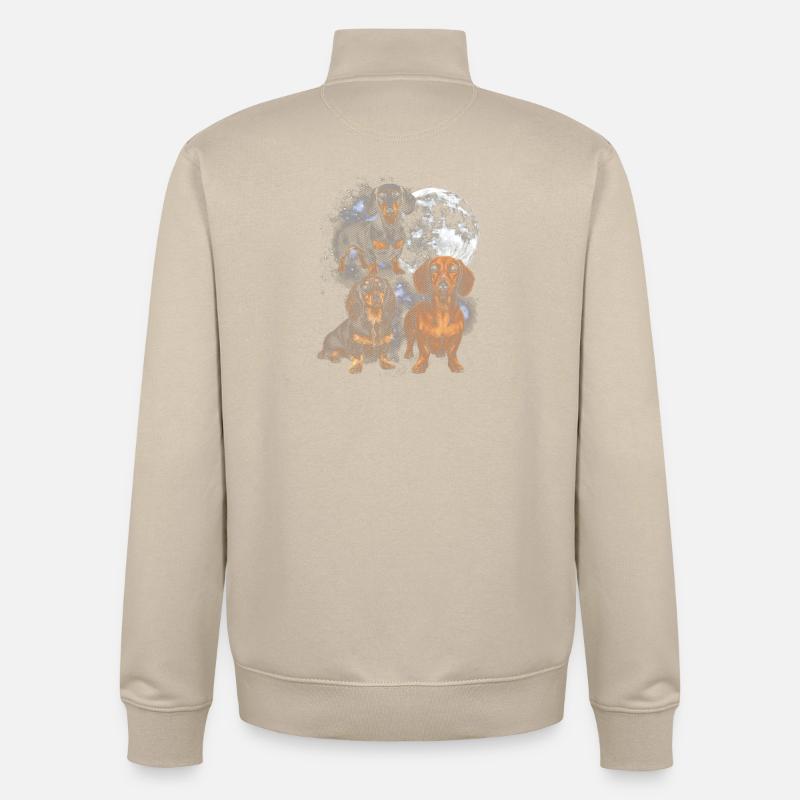 Teckel dans la lune spatiale - Sweat zippé unisexe en coton bio Stanley/Stella - beige crème