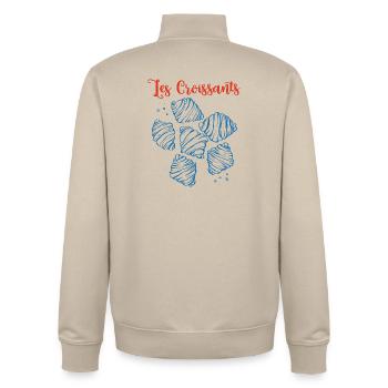 Les Croissants Esquisses Bleues - Sweat zippé unisexe en coton bio Stanley/Stella - beige crème - Dos - AI Model Male 185 dark (185cm)