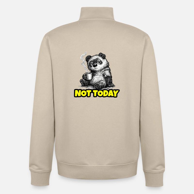 Not Today – Grumpy Bear Coffee (Sketch) - Sweat zippé unisexe en coton bio Stanley/Stella - beige crème