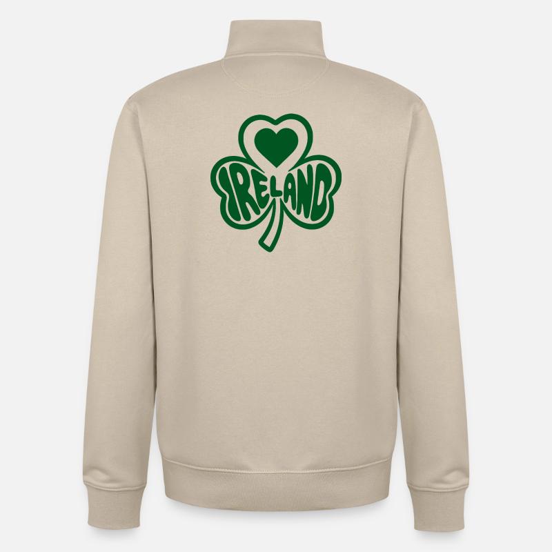Cœur du trèfle celtique Irlande - Sweat zippé unisexe en coton bio Stanley/Stella - beige crème