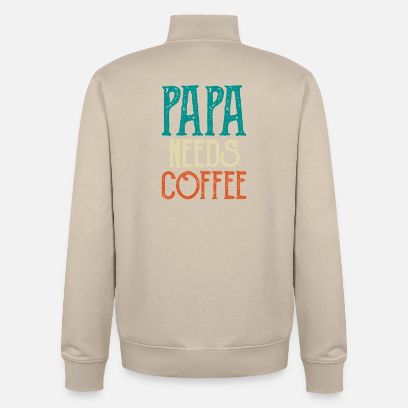 Papa a besoin de café - Sweat zippé unisexe en coton bio Stanley/Stella - beige crème