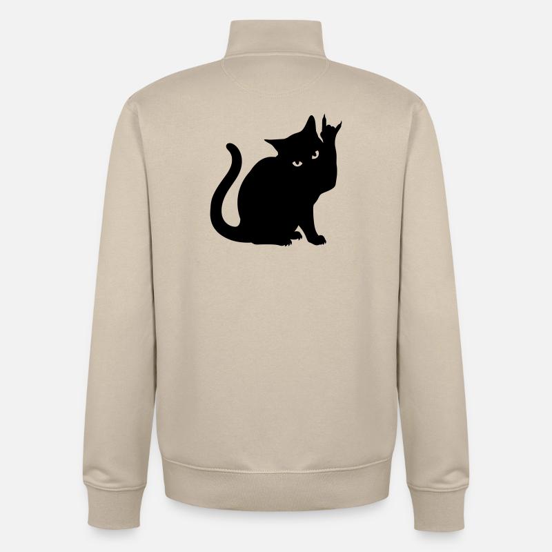 Schwarze Katze – Devil Horns Silhouette - Unisex Organic Zip Sweatshirt von Stanley/Stella - Cremebeige