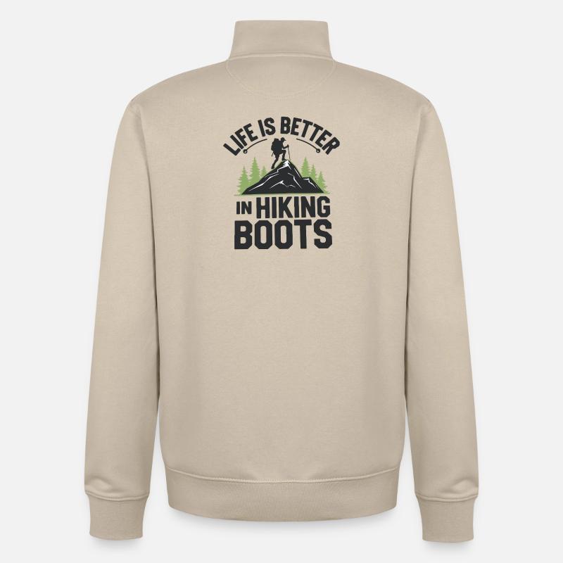Das Leben ist besser in Wanderschuhen - Unisex Organic Zip Sweatshirt von Stanley/Stella - Cremebeige