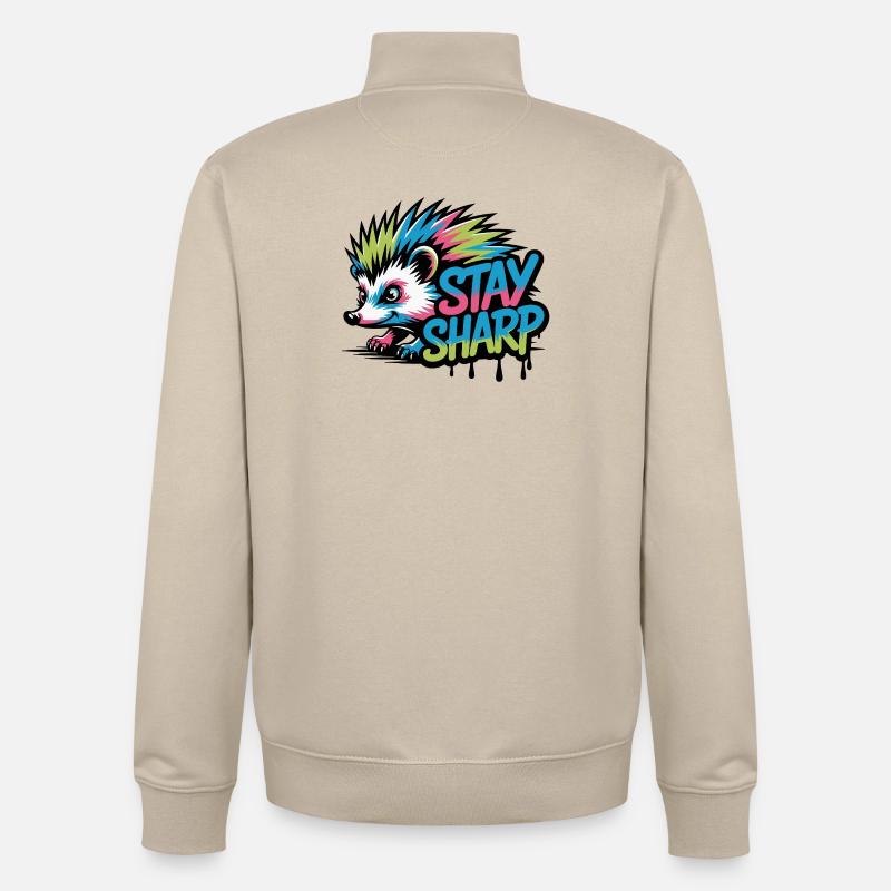 Reste vif Hérisson Néon - Sweat zippé unisexe en coton bio Stanley/Stella - beige crème