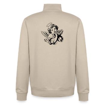Pizza Engel – Cherub mit Pizzastück - Unisex Organic Zip Sweatshirt von Stanley/Stella - Cremebeige - Hinten - AI Model Male 185 dark (185cm)