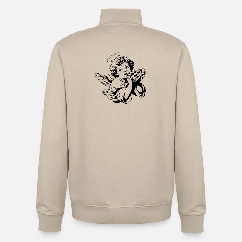 Pizza Engel – Cherub mit Pizzastück - Unisex Organic Zip Sweatshirt von Stanley/Stella - Cremebeige