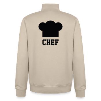 Toque Chef - Cuisine - Cuisinier - Sweat zippé unisexe en coton bio Stanley/Stella - beige crème - Dos - AI Model Male 185 dark (185cm)